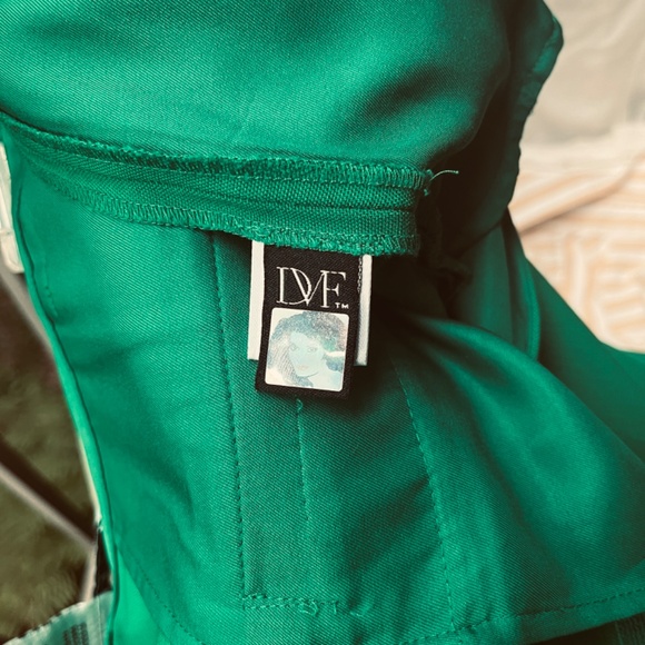 DVF Diane Von Furstenberg Green Wool Trousers High Waist Crop Wide Leg Pants 6 - Picture 5 of 14